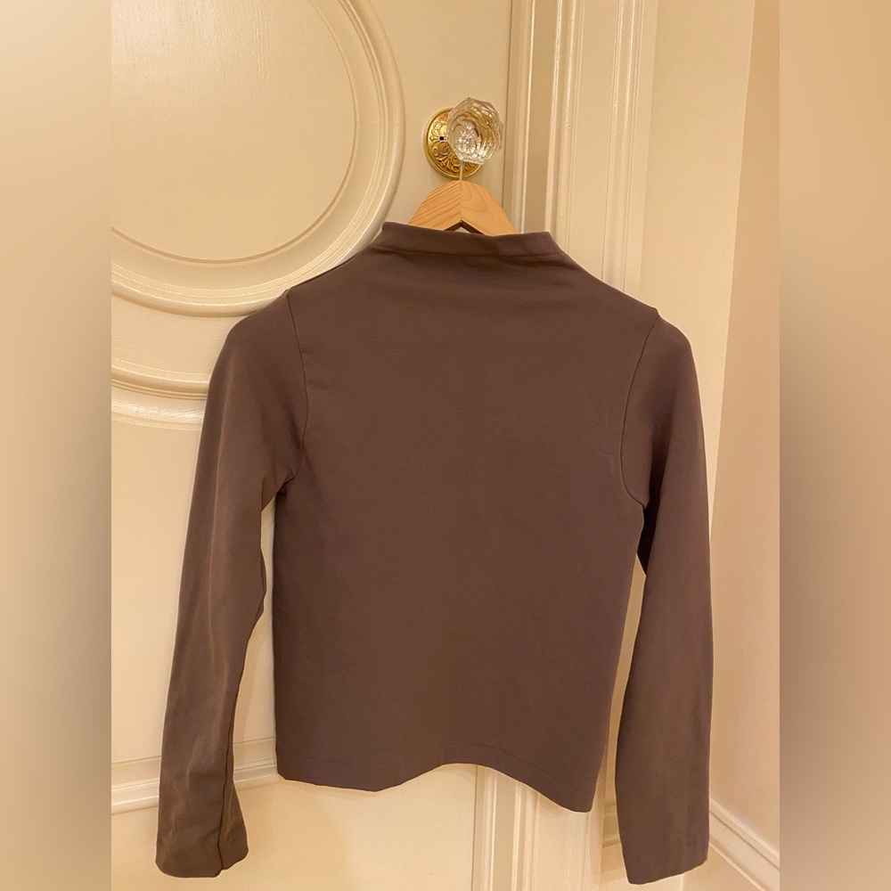 Seamless Dark Purple/Gray Turtleneck Long Sleeve Top